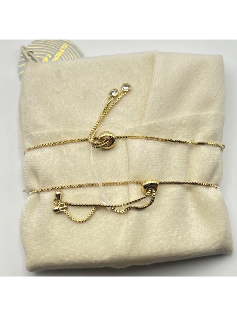 Set 2 Adjustable Gold-Tone Bracelets Black Clover Charms CZ Accents Eyecandy LA - Picture 6 of 9